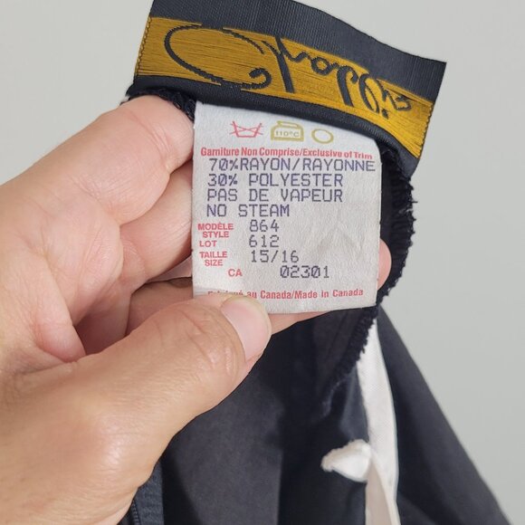 Vintage Chablis Black Back Zipper Short Sleeve Sheath Pads Dress Plus Size 15/16 - Picture 9 of 12